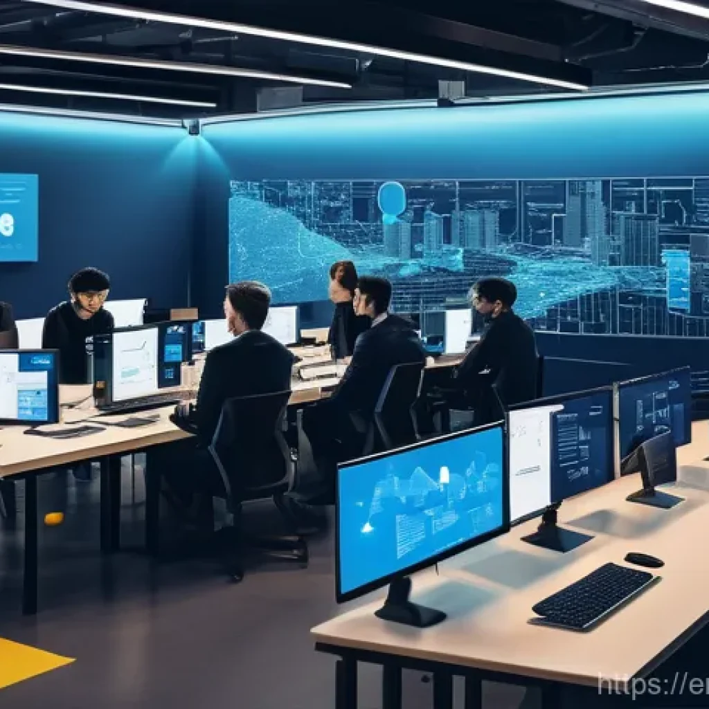 컴포넌트 기반 개발의 실용적 접근 - **Prompt:** A vibrant, futuristic workshop scene where a diverse team of developers and designers, a...