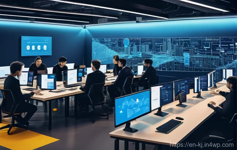 컴포넌트 기반 개발의 실용적 접근 - **Prompt:** A vibrant, futuristic workshop scene where a diverse team of developers and designers, a...